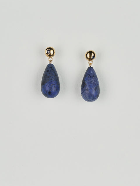 dumortierite tear drop earrings