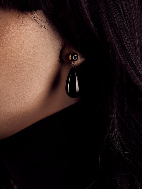onyx tear drop earrings