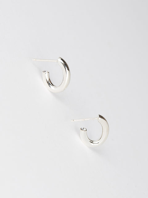 small solid oval hoops with crystal tip