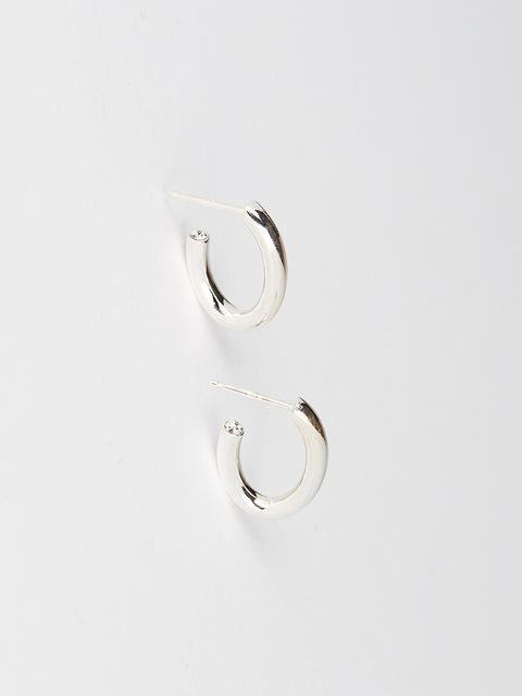 solid oval hoops with crystal tip