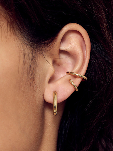 two tone solid oval hoops