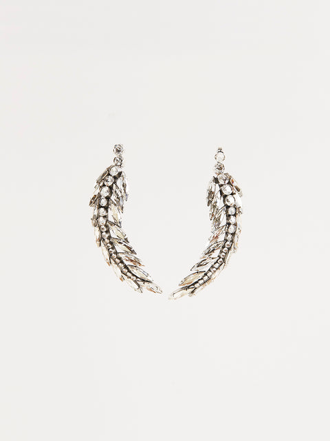 crystal palm frond drop earrings