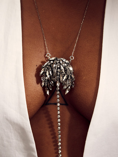 crystal coconut tree mini bag & coconut earrings