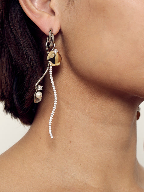 RS.UA.E.001 | DRAPED PETAL AND CRYSTAL EARRINGS