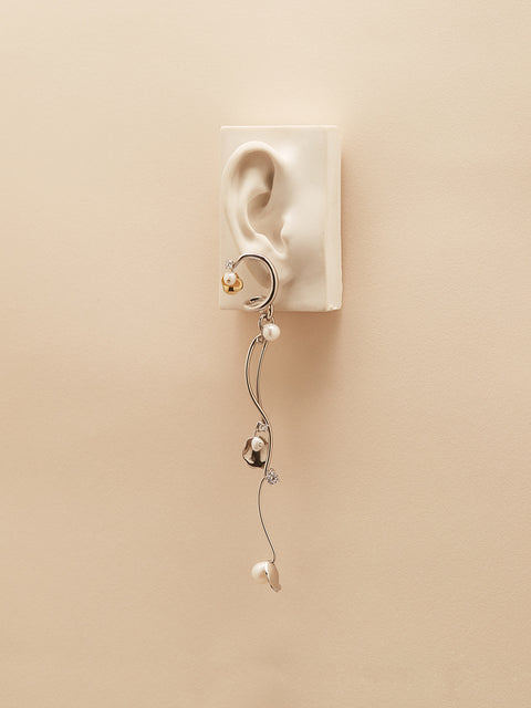 RS.UA.E.002 | MISMATCHED DRAPED PETAL AND CRYSTAL EARRINGS