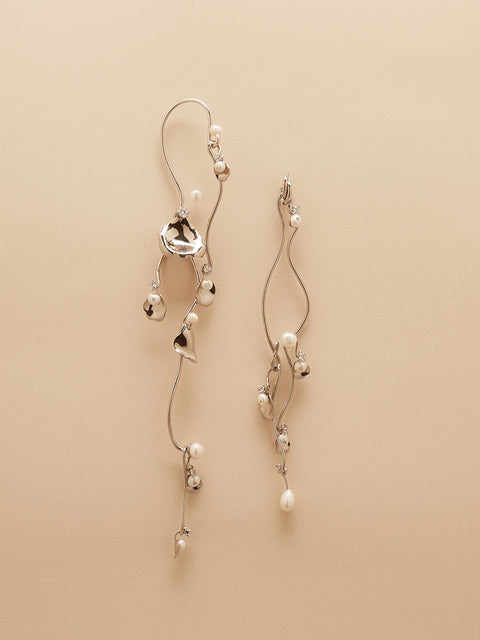 draped petal and crystal ear-cuff set