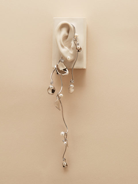 RS.UA.E.003 | DRAPED PETAL AND CRYSTAL EAR-CUFF SET