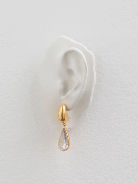 crystal teardrop half hoop earrings