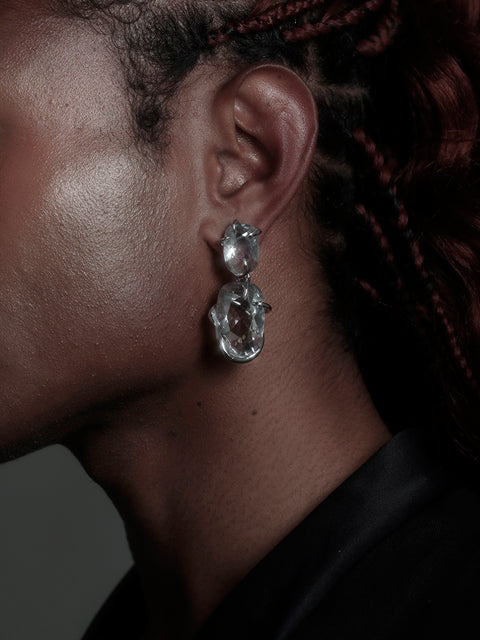 imperfect set double crystal drop earrings