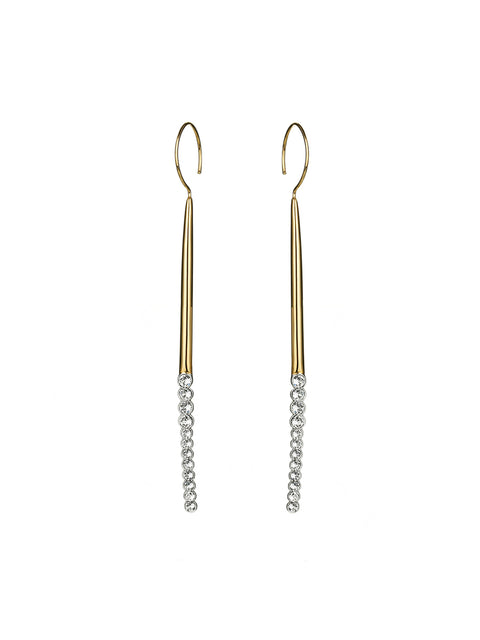 two tone crystal hook earrings 2
