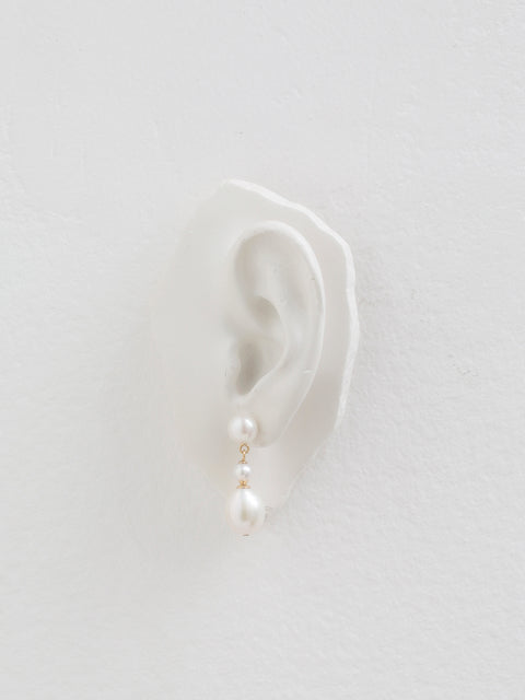 3 pearls drop earrings