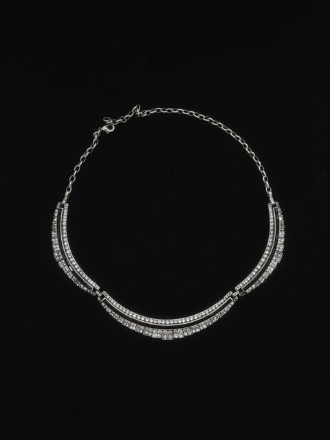 deco curved crystal and jet necklace