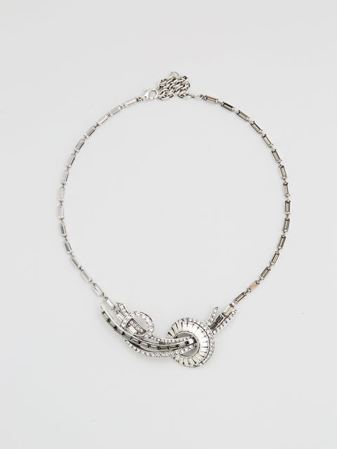deco crystal and black diamond necklace