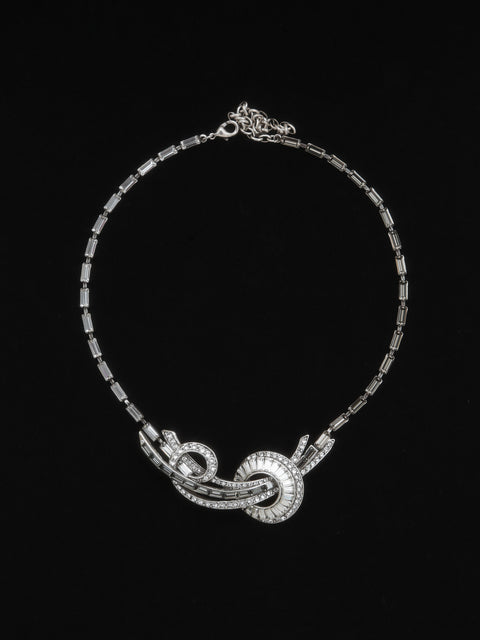 deco crystal and black diamond necklace