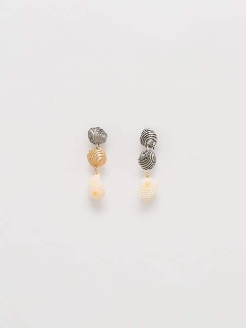 3 broken seashells drop earrings