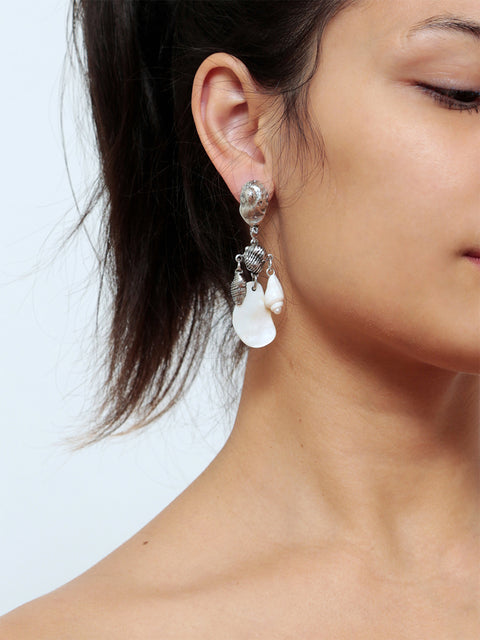 broken mixed seashell drop earrings