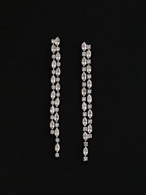 long drop marquise crystal earrings in silver shade/crystal