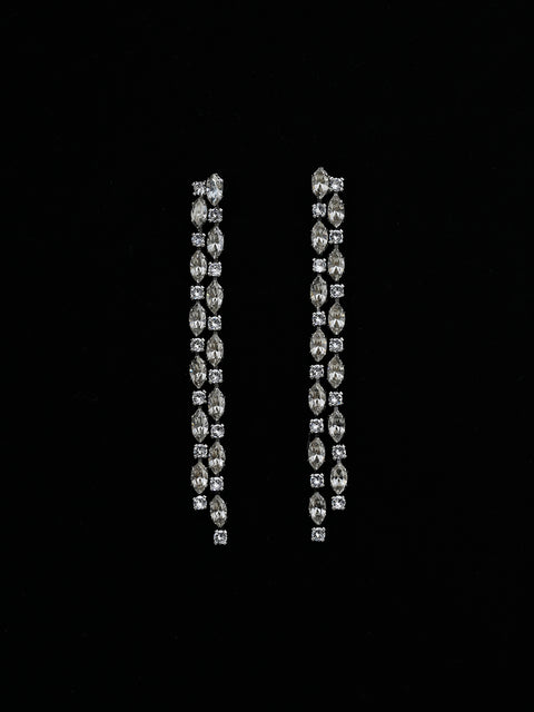 long drop marquise crystal earrings in silver shade/crystal