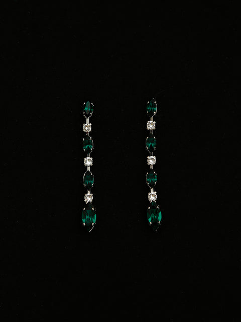 drop marquise crystal earrings in emerald/crystal