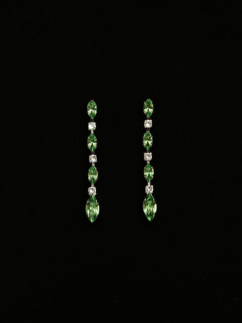 drop marquise crystal earrings in peridot/crystal