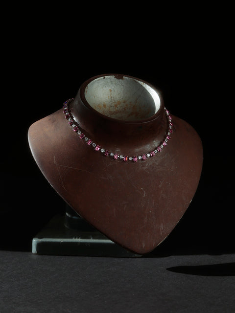 emerald cut & round crystal tennis necklace in rose/crystal