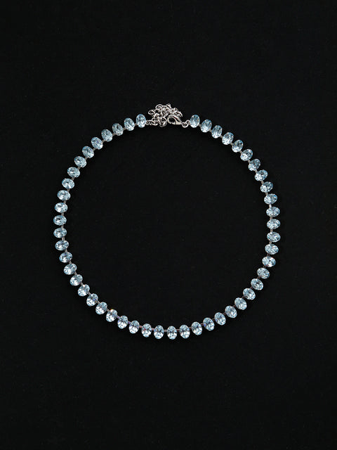 oval crystal tennis necklace in alexandrite