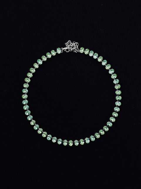 oval crystal tennis necklace in peridot