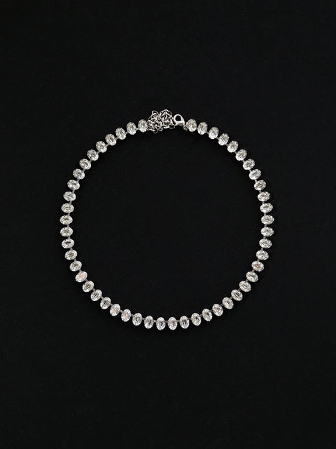 oval crystal tennis necklace in silver shade