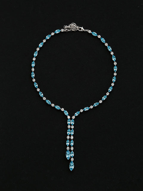 drop marquise crystal necklace in aqua/crystal