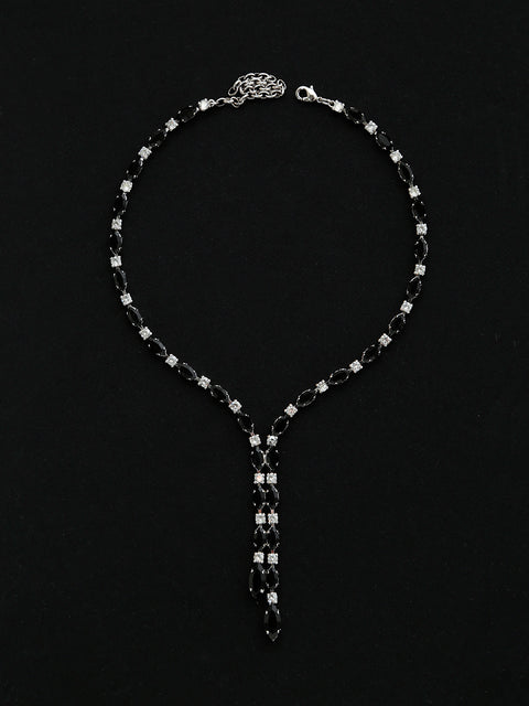 drop marquise crystal necklace in jet/crystal