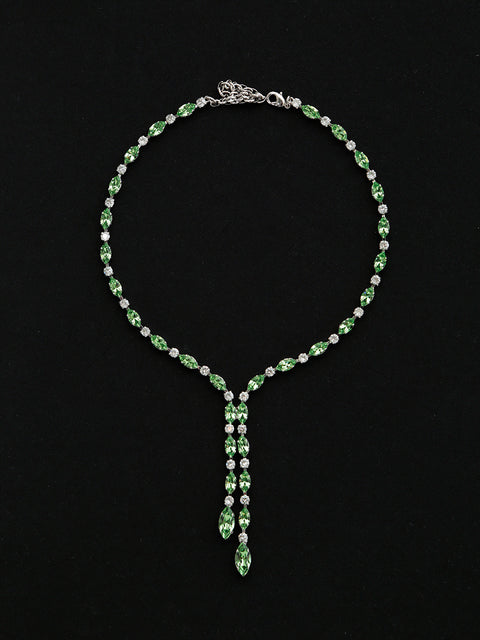 drop marquise crystal necklace in peridot/crystal