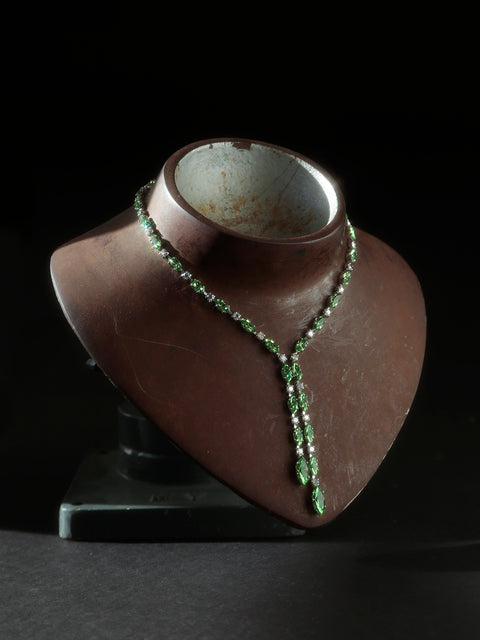 drop marquise crystal necklace in peridot/crystal