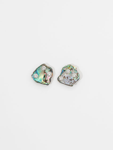 crystal studded pāua shell earrings I