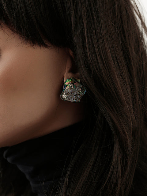 crystal studded pāua shell earrings I