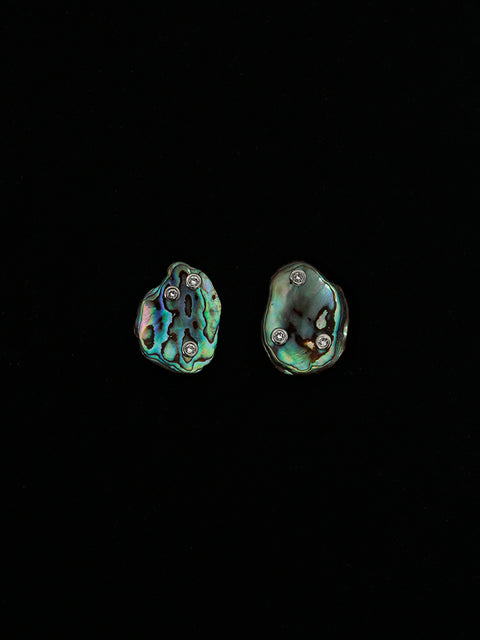 crystal studded pāua shell earrings III