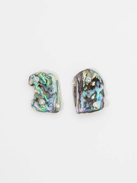 crystal studded pāua shell earrings IV