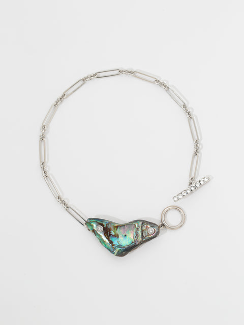 crystal studded pāua shell necklace I