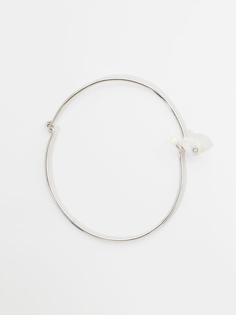 crystal studded white moon shell hooked necklace