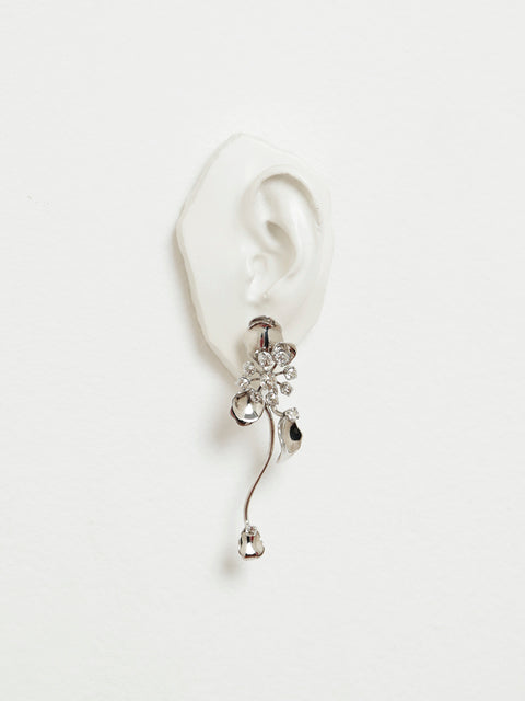 flower asymmetrical drop earrings