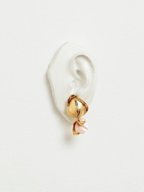 petals mismatched clustered drop earrings