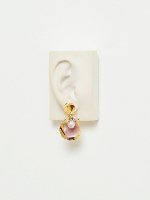 petals mismatched clustered drop earrings