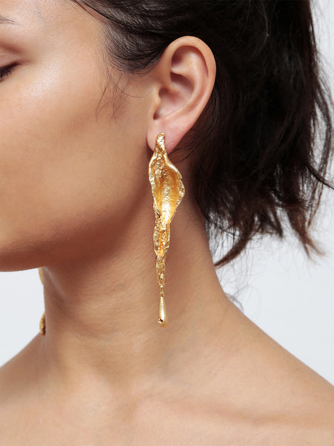 molten long drop earrings