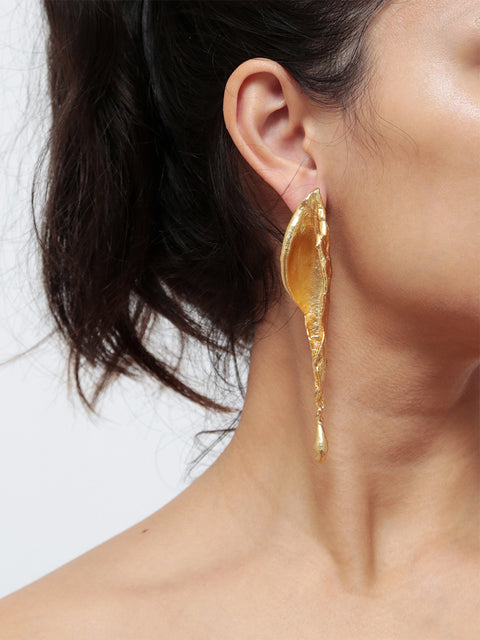 molten long drop earrings