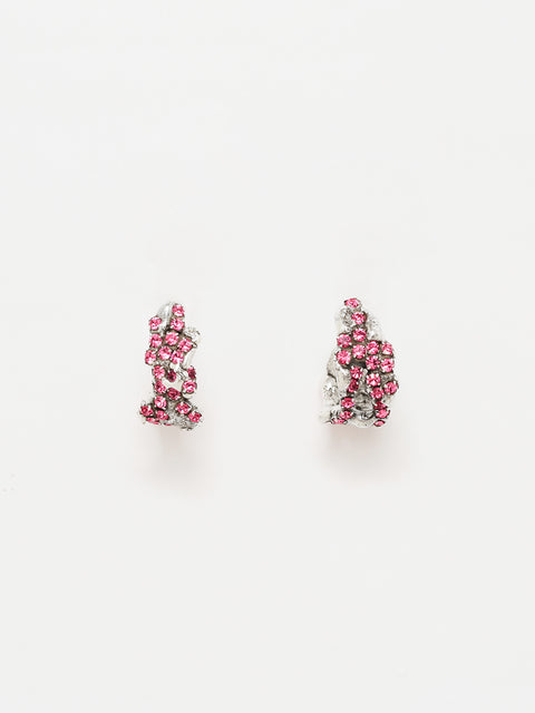 pink crystallized molten hoop earrings