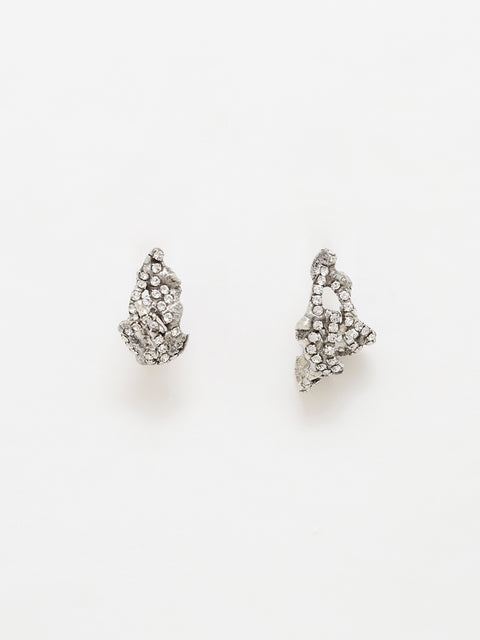 asymmetrical crystallized molten hoop earrings