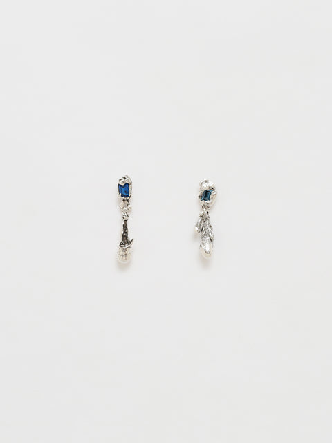 blue crystallized drop molten earrings