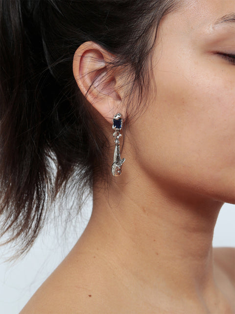 blue crystallized drop molten earrings