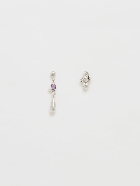 mismatched lilac crystallized drop molten earrings