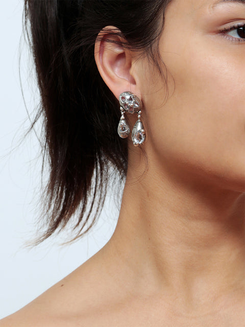 crystallized oval drop molten earrings