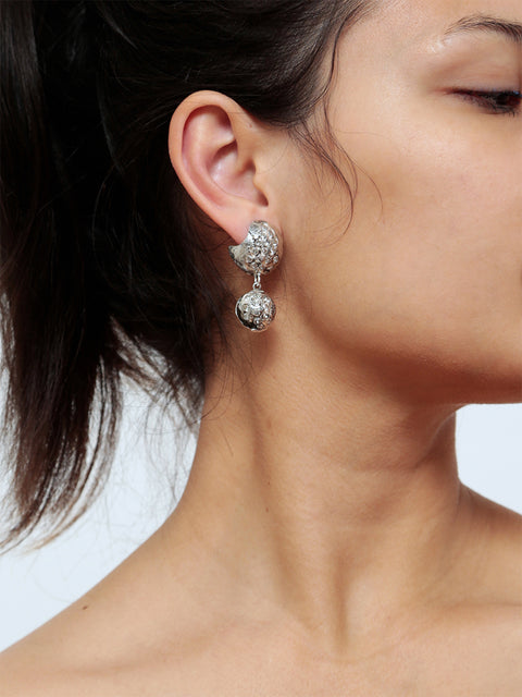 crystallized spherical molten drop earrings